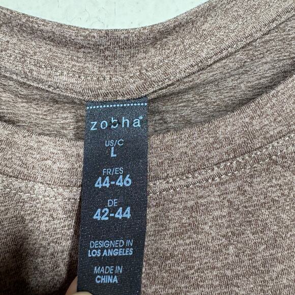 Zobha Size Large Saydee Tank Top Brown Cinched Side Crew Neck Pullover Stretch - Picture 5 of 8